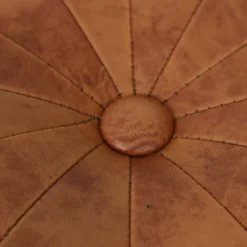 Round Vintage Wooden Pouf Brown Skai Leather Patchwork Sixties -Cozy Seats Store 65c684a5 f709 4991 ac6b ae80bf6acfe3