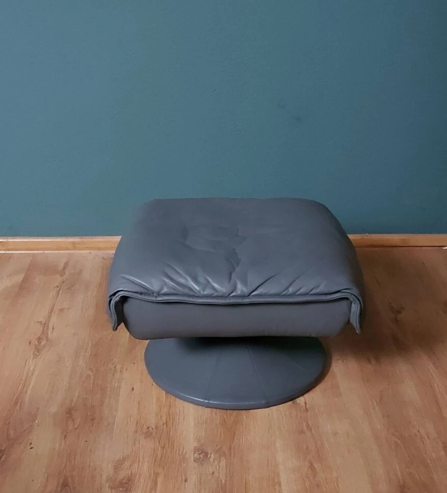 Vintage Mid-century Danish Leather Footstool 2 Vintage Mid-century Danish Leather Footstool - Image 2