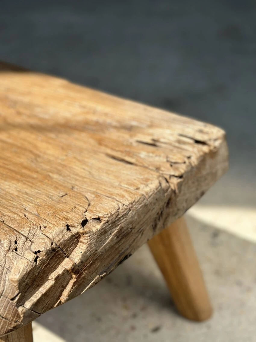 Small Side Table Or Stool In Four-legged Blond Teak H:30 L43 L30 9 Small Side Table Or Stool In Four-legged Blond Teak H:30 L43 L30 - Image 9