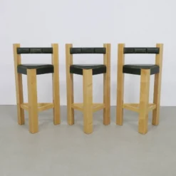 3x Rare Postmodern Bar Stool In Leather, 1990s -Cozy Seats Store 69078fd6 7adb 49f7 8115 46040195ecc3