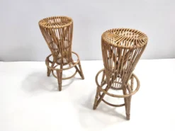 Postmodern Pair Of Round Bamboo Stools Attr. To Tito Agnoli For Bonacina, Italy 18 Postmodern Pair Of Round Bamboo Stools Attr. To Tito Agnoli For Bonacina, Italy -Cozy Seats Store 6d46b371 dcd9 4e55 960e b6b75e29d3c3