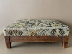 Old 19th Century Upholstered Footrest