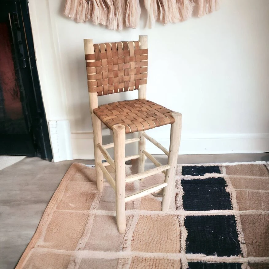 Brown Leather Bar Stool 4 Brown Leather Bar Stool - Image 4