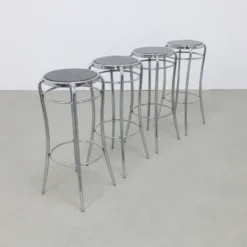 4x Bar Stool In Chrome & Wood, 1980s -Cozy Seats Store 76e9f650 d3d6 417d 8df8 866d62512cd5