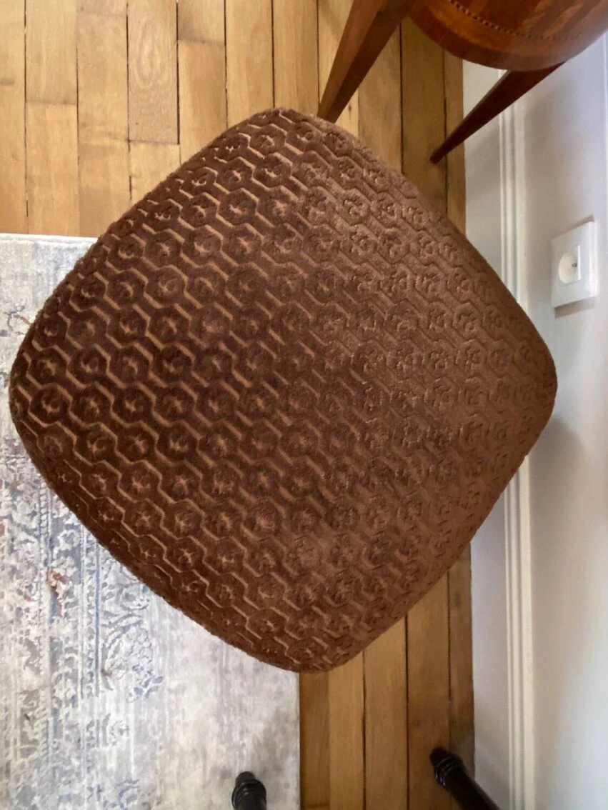 Vintage Velvet Pouf By Jacques Charpentier For Maison Jansen, 1970s 3 Vintage Velvet Pouf By Jacques Charpentier For Maison Jansen, 1970s - Image 3