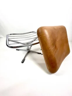 Brown Leather Ottoman On Chrome Base -Cozy Seats Store 7be34c77 03d7 41b7 9471 b220abbf90f5