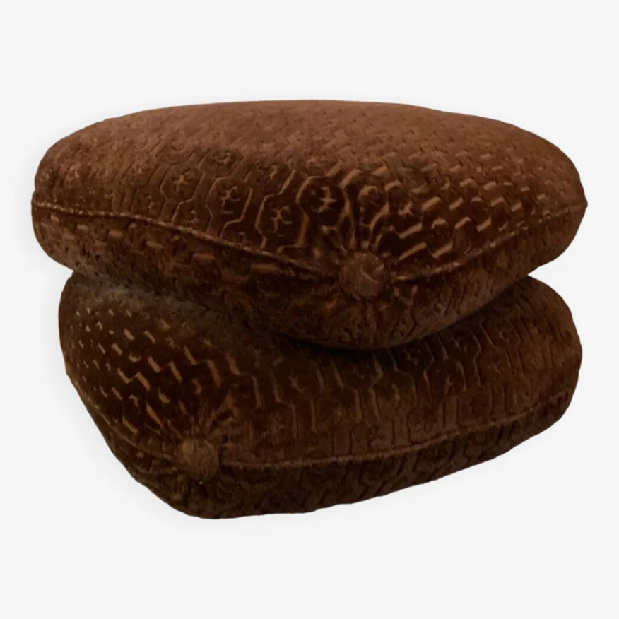 Vintage Velvet Pouf By Jacques Charpentier For Maison Jansen, 1970s 6 Vintage Velvet Pouf By Jacques Charpentier For Maison Jansen, 1970s - Image 6