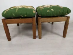 Pair Of Vintage Oak Poufs