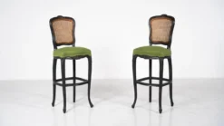 Contemporary Pair Of Bar Stools Louis XV Style, Green Fabric, Belgium -Cozy Seats Store 811f4449 136f 4f57 ab10 1a3afda153a2