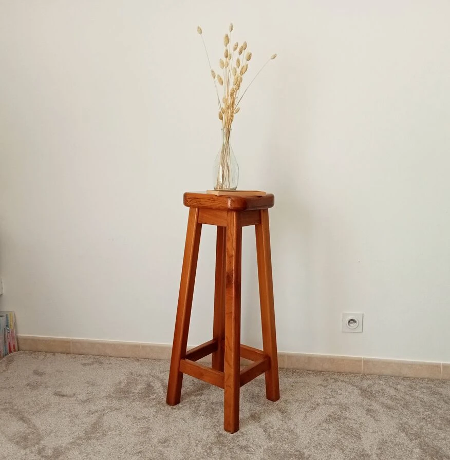 High Stool In Solid Oak From The 70s 8 High Stool In Solid Oak From The 70s - Image 8