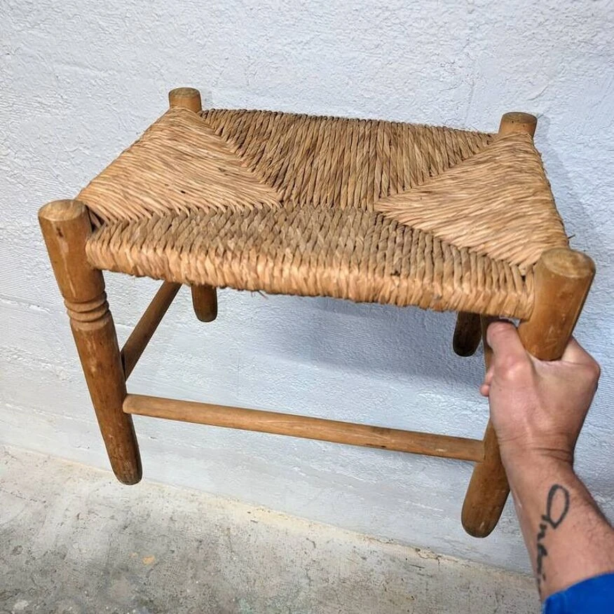 Wood And Straw Foot Stool 5 Wood And Straw Foot Stool - Image 5