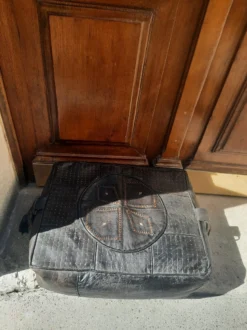 Vintage Leather Pouf