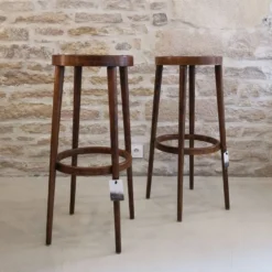 Pair Of Baumann Wooden High Stools