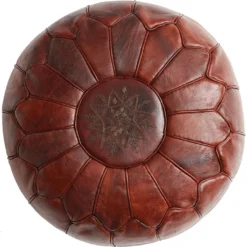 Handcrafted Moroccan Leather Pouf - Handmade - Delivered Stuffed - Ottoman, Footrest, Floor Cushion