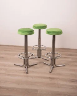 Set Of 3 Vintage 70's Stools In Green Metal Italian Design -Cozy Seats Store 8cc611aa dfad 4521 bb9a e97f14ee0bdd