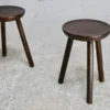 Pair Of Wooden Tripod Stools. France, Circa 1960