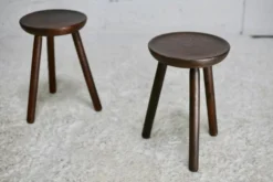 Pair Of Wooden Tripod Stools. France, Circa 1960
