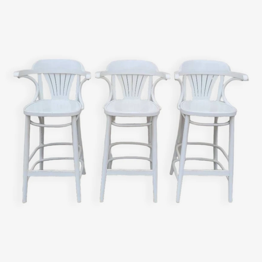 Set Of 3 Bentwood Restaurant Bar Stools Bistro 4 Set Of 3 Bentwood Restaurant Bar Stools Bistro - Image 4