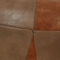 Round Wooden Pouf Two-tone Brown Skai Faux Leather Sixties -Cozy Seats Store 8dfffd95 75f5 40e2 a24c 7bb4e6cca41d