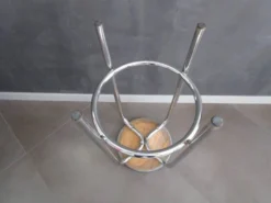 Vintage Bar Stool - Chrome Metal And Wood