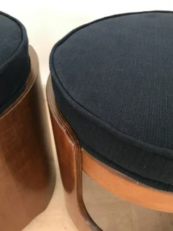 Italian Midcentury Walnut And Fabric Stools 1950s -Cozy Seats Store 8f9d8c51 26f9 4736 9de9 f0e04df43092