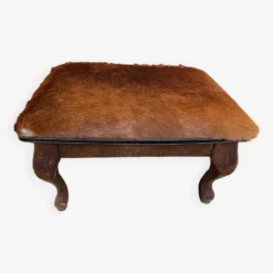 Vintage Wood And Goatskin Pouf -Cozy Seats Store 906c70d7 18af 4324 b89e 58f4018b7841