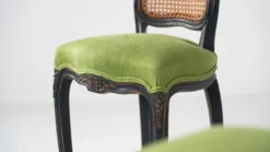 Contemporary Pair Of Bar Stools Louis XV Style, Green Fabric, Belgium -Cozy Seats Store 93724f70 97cf 4e2d 9ee9 8afad9e18f38