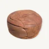 Small Handcrafted Pouf In Cognac Leather