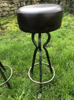 Vintage Leather And Wrought Iron Bar Stools -Cozy Seats Store 9661b9d0 2ad3 49ce ba73 7c1b1450c13d