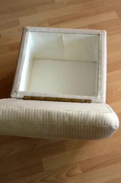 1970s Bedroom Stool, Laundry Chest, Made Of Fabric, Metal And Plastic, Vintage