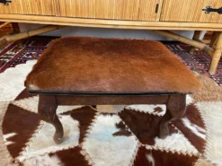 Vintage Wood And Goatskin Pouf -Cozy Seats Store 9ec4849d ff1b 4d61 b4c5 223985ce9eaa