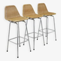 3x Bar Stool In Rattan And Chrome By Rohé Noordwolde, 1960s -Cozy Seats Store a1e3d55b 11fc 4553 8bd0 8d5a5f2e5f03