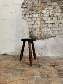 Brutalist Oak Stool, France, 20th Century