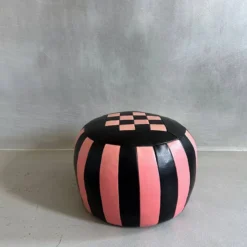 Mid Century Pouf, Cushion Leather, Black Pink -Cozy Seats Store a33f93a8 f765 4c4a 9264 a0d9234c52ed
