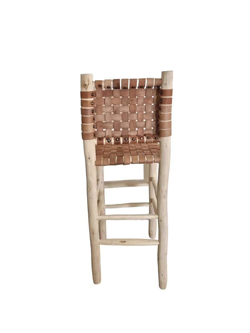 Brown Leather Bar Stool 2 Brown Leather Bar Stool - Image 2