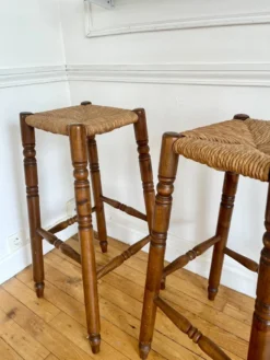 Pair Of Vintage Straw-seat Bar Stools -Cozy Seats Store a52353c0 7c2f 4a17 ae57 5302538431c5