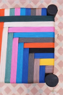 Moroccan Stool In Wood And Multicolored Nylon -Cozy Seats Store ab43ed27 86d9 4ffe af0e ebc07b41a9df