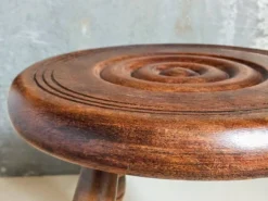 Low Tripod Stool In Vintage Turned Solid Wood -Cozy Seats Store accea5bb afa7 41ba 8633 bcaeed786831