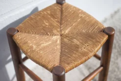 Vintage French Stool From The 50s, Wood And Straw Stool, Straw Stool, Extra Seat, -Cozy Seats Store adf9ec25 a9d4 430f 8c48 b71c15c00aca