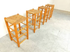 Vintage Wicker Bar Stools - Set Of 4, 1960s -Cozy Seats Store ae39f1f8 cd61 4d07 9e29 5a61c36d9b07