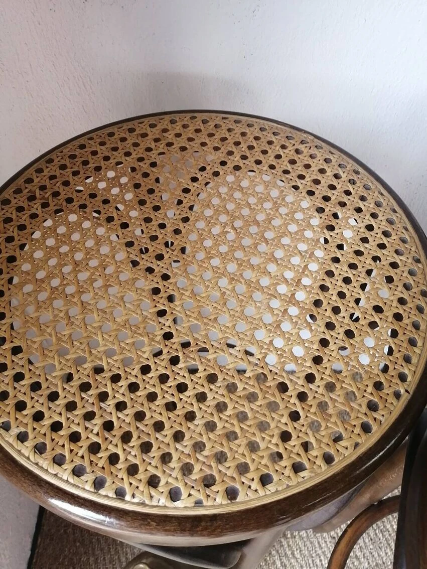 Set Of 4 High Bistro Stools In Curved Wood And Canework. 7 Set Of 4 High Bistro Stools In Curved Wood And Canework. - Image 7