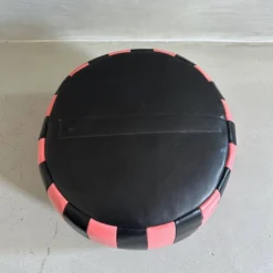 Mid Century Pouf, Cushion Leather, Black Pink -Cozy Seats Store b03278d7 70c9 4940 8732 2c76ec0fbd6e