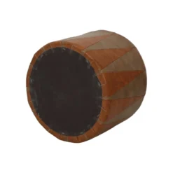 Round Wooden Pouf Two-tone Brown Skai Faux Leather Sixties -Cozy Seats Store b2391af0 6f26 41cb a99a 398b7001d986