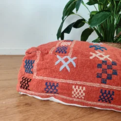 Bohemian Orange Berber Pouf -Cozy Seats Store b403b499 b48f 4b57 b8e4 f084d4a07258