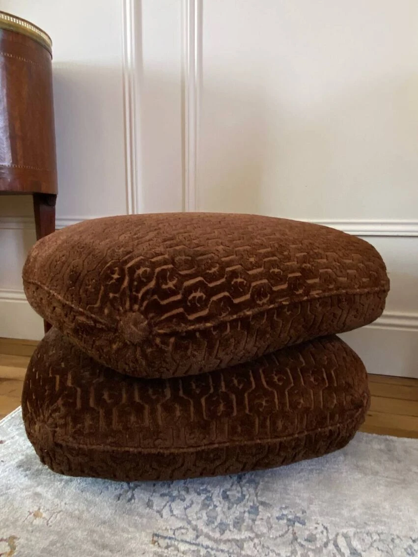 Vintage Velvet Pouf By Jacques Charpentier For Maison Jansen, 1970s 5 Vintage Velvet Pouf By Jacques Charpentier For Maison Jansen, 1970s - Image 5