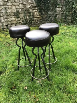 Vintage Leather And Wrought Iron Bar Stools -Cozy Seats Store b539e768 3b06 4629 b4dc 0d38fa4c4973
