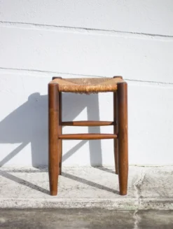 Vintage French Stool From The 50s, Wood And Straw Stool, Straw Stool, Extra Seat, -Cozy Seats Store b5431b34 803a 4eef bd2b 13510aea0b37