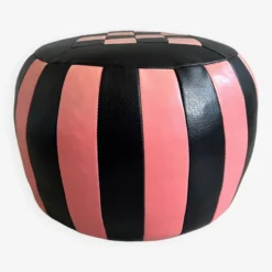 Mid Century Pouf, Cushion Leather, Black Pink -Cozy Seats Store b5b026ed 14a4 43f8 9893 0efefe6581ad