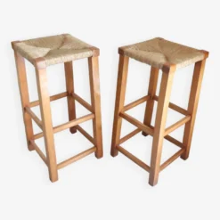 2 High Bar Stools With Straw And Solid Oak Wood Seat -Cozy Seats Store b709ecb6 7a48 4509 8c3a 55632bea7b6d