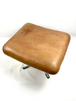 Brown Leather Ottoman On Chrome Base -Cozy Seats Store b97fb8e1 48be 442e 9904 e1af2924464f